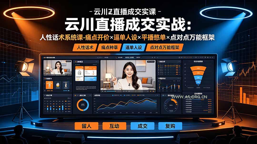 云川直播成交实战:人性话术系统课-痛点种草×塑品开价×逼单人设×平播憋单×点对点万能框架-小红泡