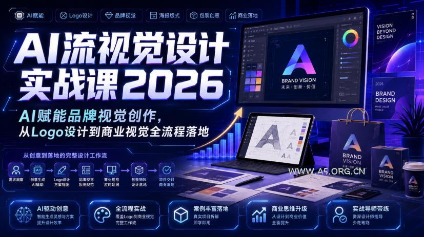 AI流视觉设计实战课2026:AI赋能品牌视觉创作,从Logo设计到商业视觉全流程落地-小红泡