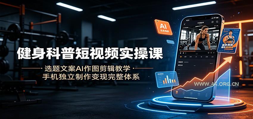 健身科普短视频实操课：选题文案AI作图剪辑教学，手机独立制作变现完整体系-小红泡