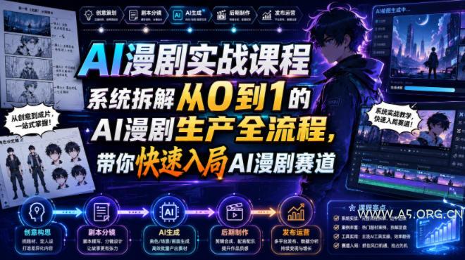 AI漫剧实战课程,系统拆解从0到1的AI漫剧生产全流程,带你快速入局AI漫剧赛道-小红泡
