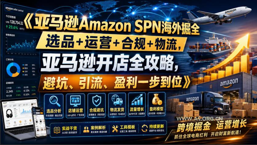 亚马逊Amazon SPN海外掘全，选品+运营+合规+物流，亚马逊开店全攻略，避坑、引流、盈利一步到位-小红泡