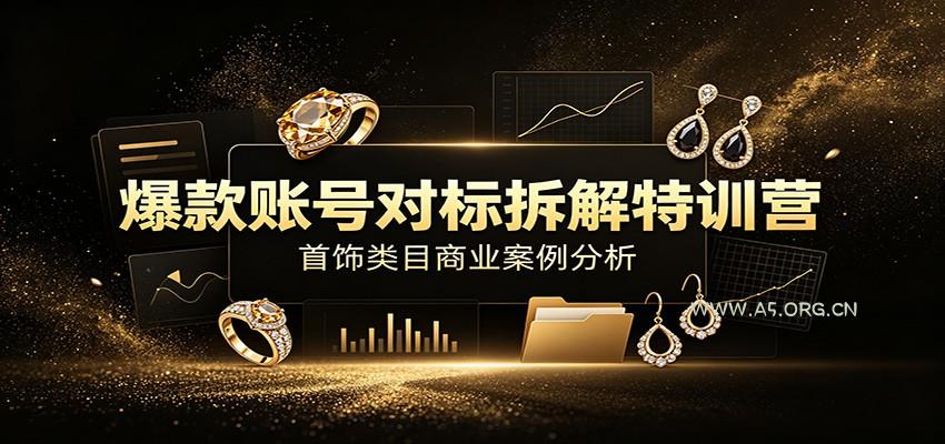 爆款账号对标拆解特训营:首饰类目商业案例分析,配套完整资料内容-小红泡