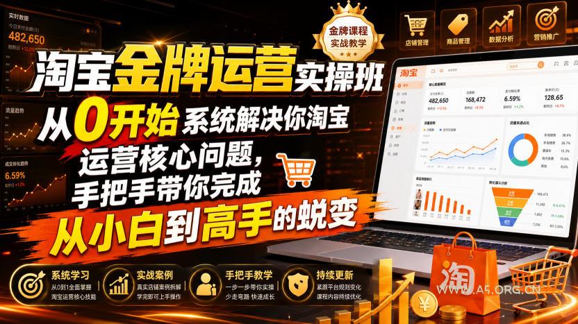 淘宝金牌运营实操班,从0开始系统解决你淘宝运营核心问题,手把手带你完成从小白到高手的蜕变(2026年7月)-小红泡