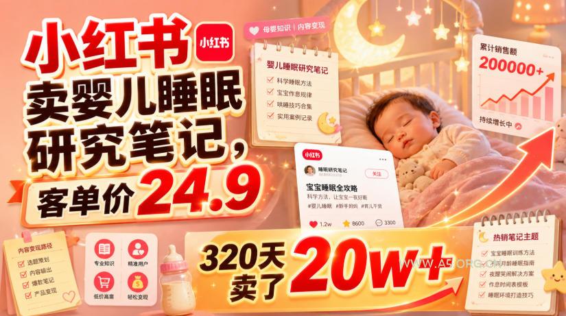 小红书卖婴儿睡眠研究笔记,客单价24.9,320天卖了20w+-小红泡