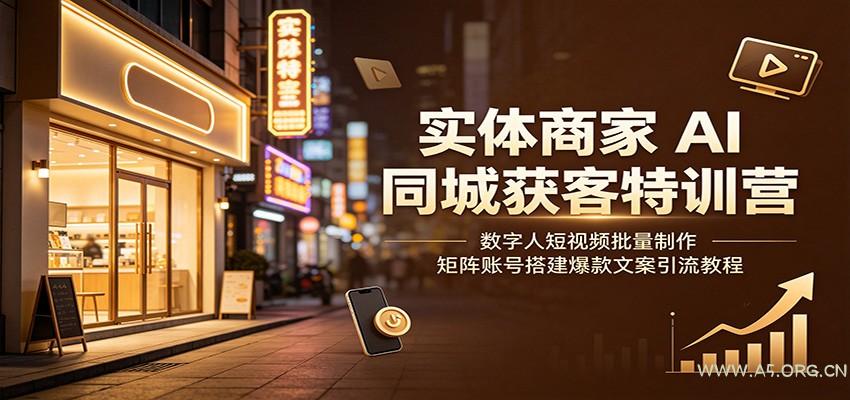 实体商家AI同城获客特训营:数字人短视频批量制作,矩阵账号搭建爆款文案引流教程-小红泡