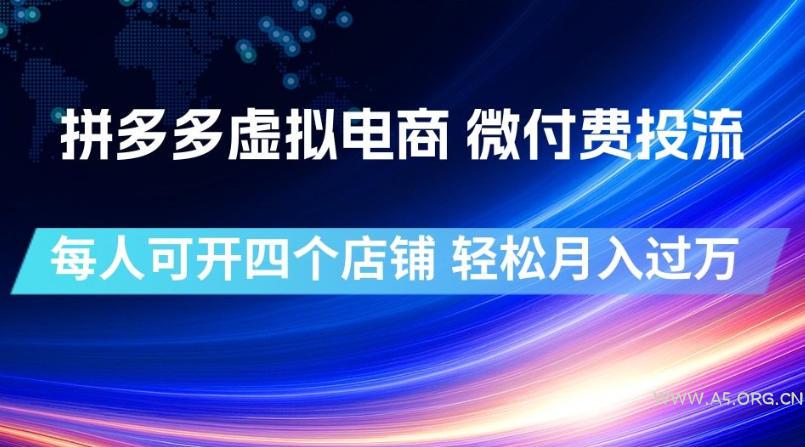 拼多多虚拟电商,微付费投流玩法,每人可开四个店,轻松月入过1W【揭秘】-小红泡