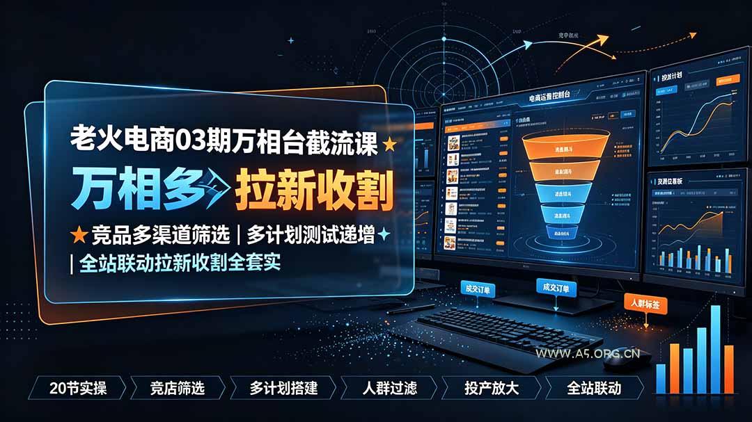 老火电商03期万相台截流课:竞品多渠道筛选|多计划测试递增|全站联动拉新收割全套实操教学-小红泡