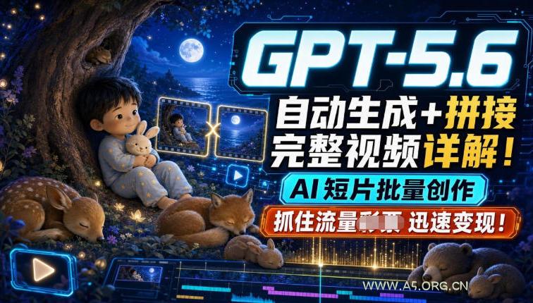 GPT-5.6自动生成＋拼接完整视频详解，AI短片批量创作，抓住流量迅速变现！-小红泡