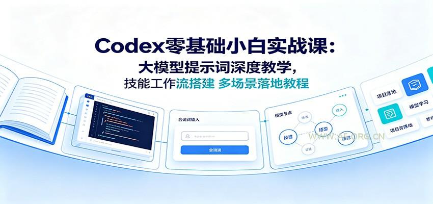Codex零基础小白实战课:大模型提示词深度教学,技能工作流搭建多场景落地教程-小红泡
