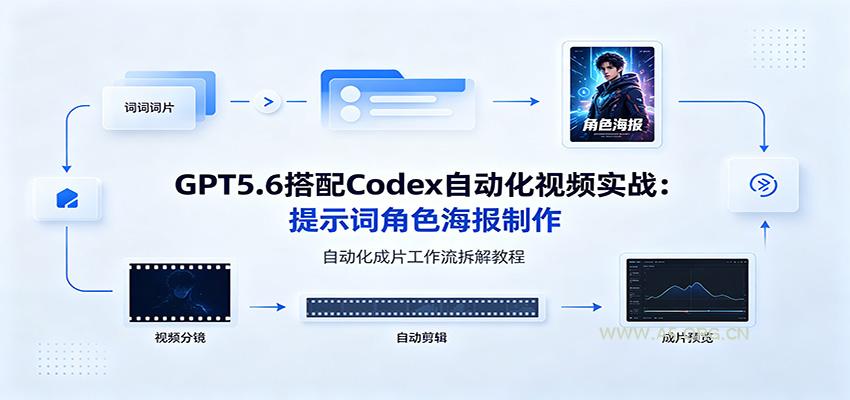 GPT5.6搭配Codex自动化视频实战:提示词角色海报制作,自动化成片工作流拆解教程-小红泡
