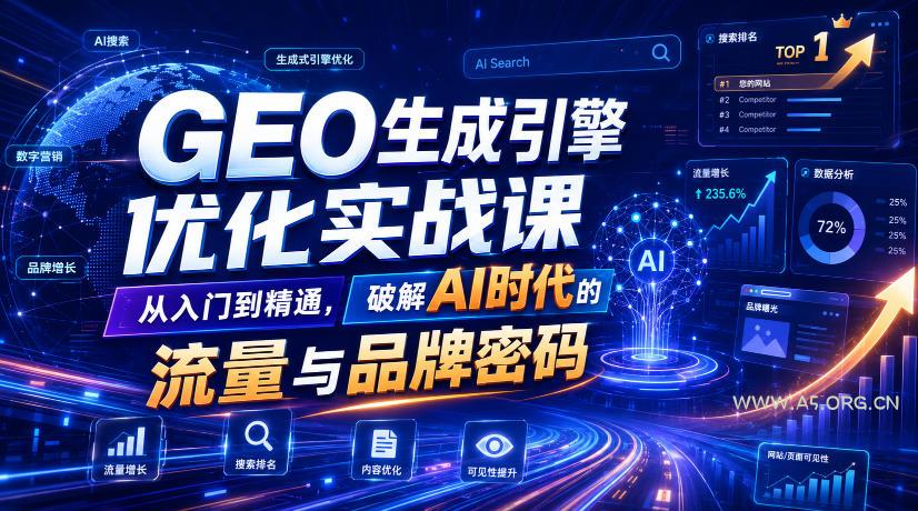 GEO生成引擎优化实战课,从入门到精通,破解AI时代的流量与品牌密码-小红泡