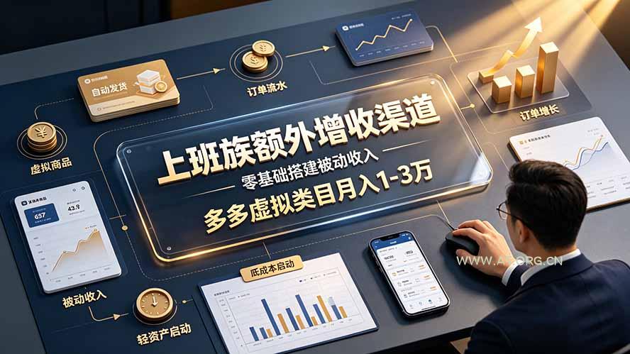 上班族额外增收渠道,零基础搭建被动收入,多多虚拟类目月入 1-3 万-小红泡