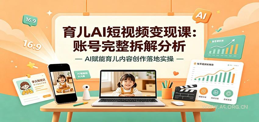 育儿AI短视频变现课:账号完整拆解分析,AI赋能育儿内容创作落地实操-小红泡