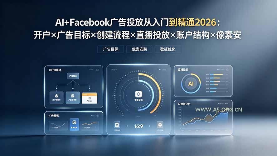 AI+Facebook广告投放从入门到精通2026:开户×广告目标×创建流程×直播投放×账户结构×像素安装×AI赋能-小红泡