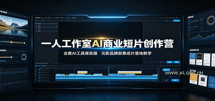 一人工作室AI商业短片创作营：全套AI工具库实操，光影品牌叙事成片落地教学-小红泡