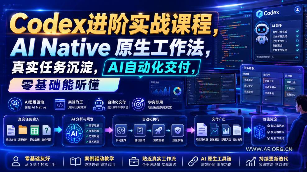 Codex进阶实战课|AI Native原生工作法,22节真实任务落地,从配置到AI自动化交付全链路教程-小红泡