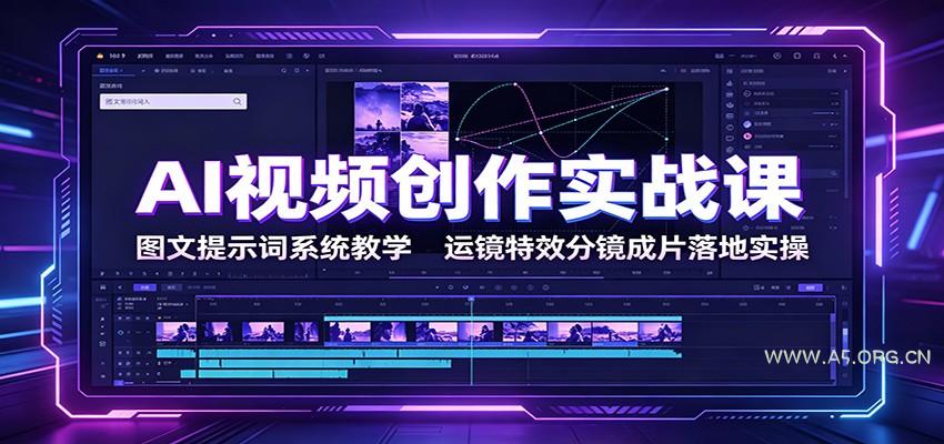 AI视频创作实战课:图文提示词系统教学,运镜特效分镜成片落地实操-小红泡