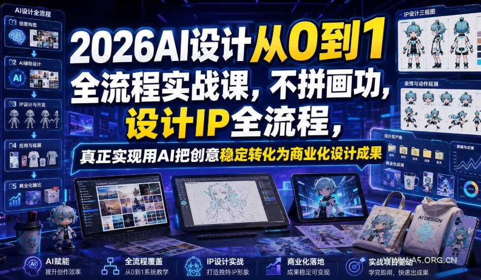 2026AI设计从0到1全流程实战课,不拼画功,设计IP全流程,真正实现用AI把创意稳定转化为商业化设计成果-小红泡