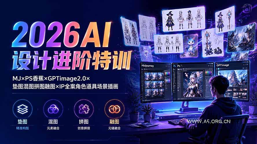 2026AI设计进阶特训:MJ×PS香蕉×GPTimage2.0×垫图混图拼图融图×IP全案角色道具场景插画-小红泡