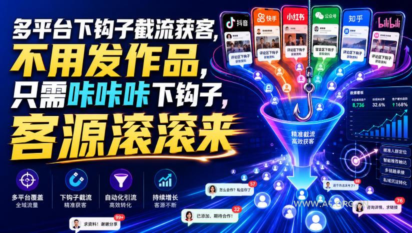 多平台下钩子截流获客,不用发作品,只需咔咔咔下钩子,客源滚滚来-小红泡