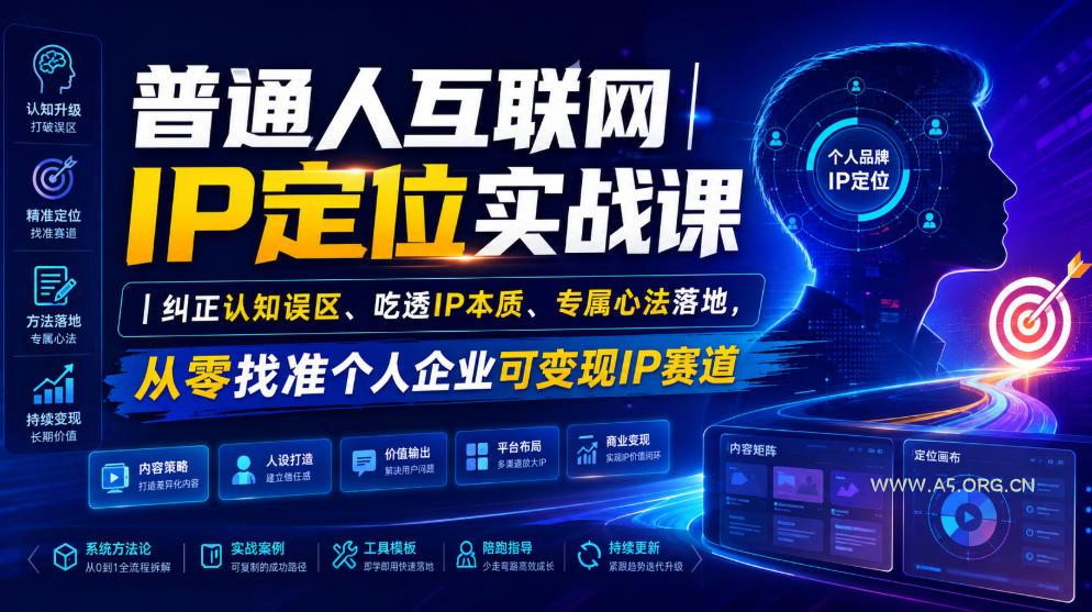 普通人互联网IP定位实战课|纠正认知误区、吃透IP本质、专属心法落地,从零找准个人企业可变现IP赛道-小红泡