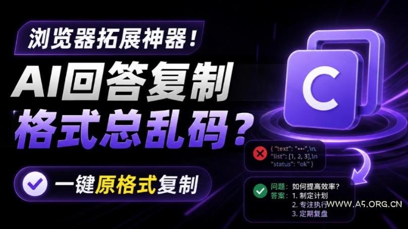 你的AI回答内容复制格式总乱码？完美一键保留原格式复制，办公宝藏浏览器插件Copy With Format-小红泡