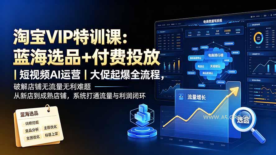 淘宝VIP特训课-更新:蓝海选品+付费投放|短视频AI运营|大促起爆全流程,破解店铺无流量无利润难题-小红泡