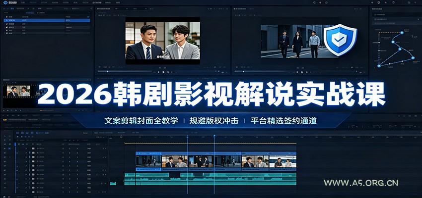 2026韩剧影视解说实战课：文案剪辑封面全教学，规避版权冲击平台精选签约通道-小红泡