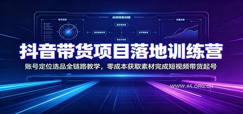 抖音带货项目落地训练营：账号定位选品全链路教学，零成本获取素材完成短视频带货起号-小红泡