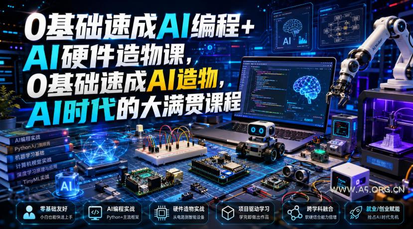 0基础速成AI编程+AI硬件造物课,0基础速成AI造物,AI时代的大满贯课程-小红泡