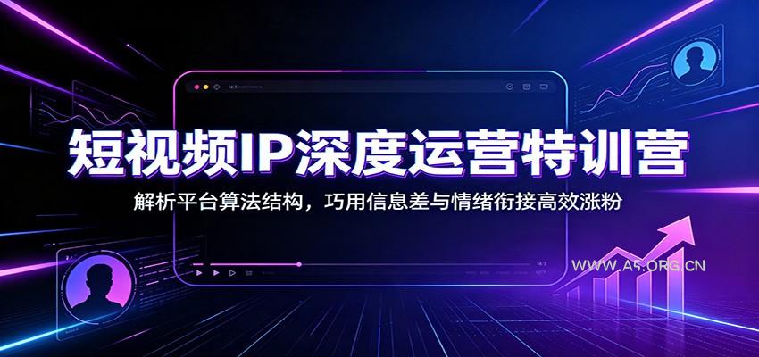 短视频IP深度运营特训营:解析平台算法结构,巧用信息差与情绪衔接高效涨粉-小红泡
