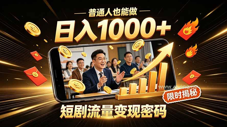 一部手机做短剧分发,不用真人出镜、不用拍摄剧本,快手流量变现日赚千元-小红泡