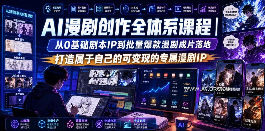 AI漫剧创作全体系课程|从0基础剧本IP到批量爆款漫剧成片落地,打造属于自己的可变现的专属漫剧IP-小红泡