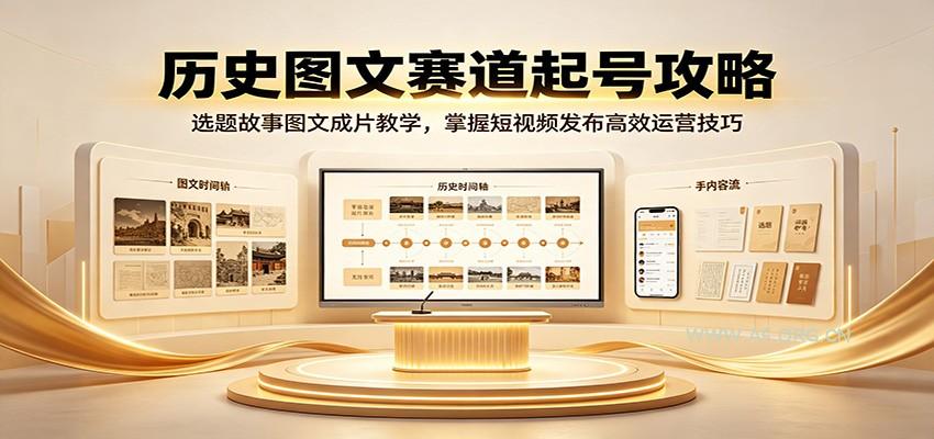 历史图文赛道起号攻略：选题故事图文成片教学，掌握短视频发布高效运营技巧-小红泡