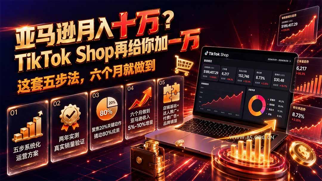 亚马逊月入十万？TikTok Shop再给你加一万——这套五步法，六个月就做到【原创双语字幕】-小红泡