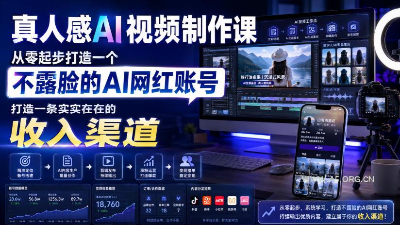 真人感AI视频制作课,从零起步打造一个不露脸的AI网红账号,打造一条实实在在的收入渠道【原创双语字幕】-小红泡