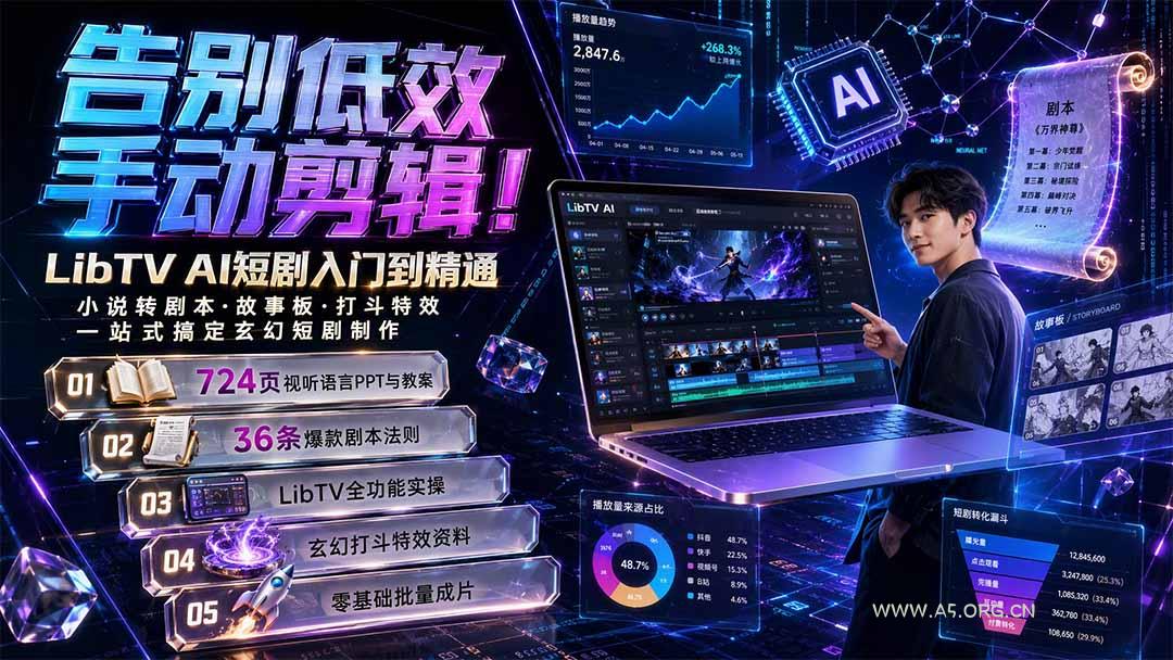 告别低效手动剪辑！LibTV AI短剧入门到精通，小说转剧本方法，故事板打斗特效一站式搞定玄幻短剧制作-小红泡