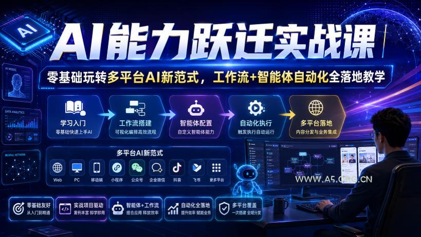 AI能力跃迁实战课｜零基础玩转多平台AI新范式，工作流+智能体自动化全落地教学-小红泡