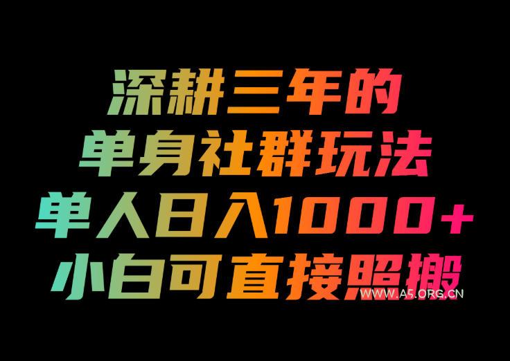 深耕三年的单身社群玩法,单人日入1000+,小白可直接照搬!【揭秘】-小红泡