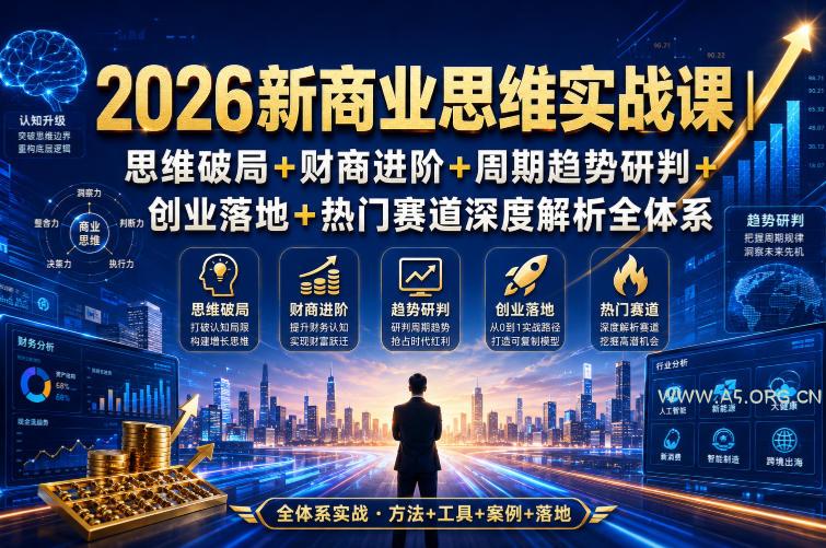 2026新商业思维实战课|思维破局+财商进阶+周期趋势研判+创业落地+热门赛道深度解析全体系-小红泡