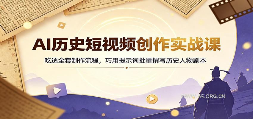 AI历史短视频创作实战课：吃透全套制作流程，巧用提示词批量撰写历史人物剧本-小红泡