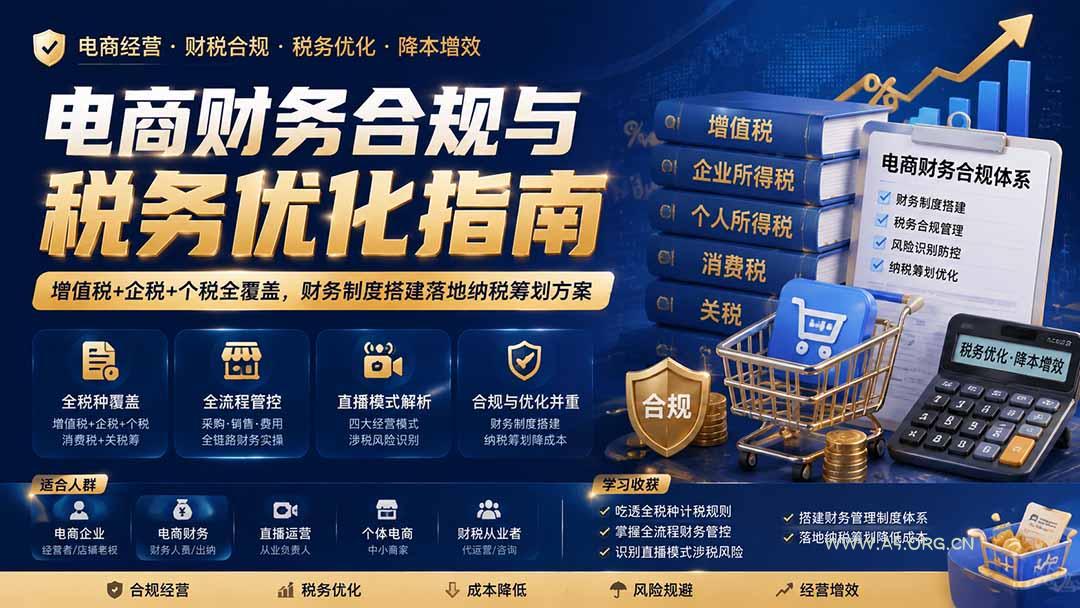 电商财务合规与税务优化指南:增值税+企税+个税全覆盖,财务制度搭建落地纳税筹划方案-小红泡
