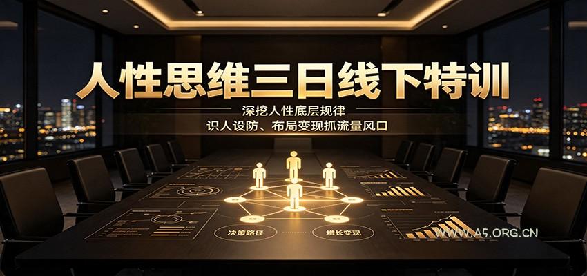 人性思维三日线下特训：深挖人性底层规律，识人设防、布局变现抓流量风口-小红泡