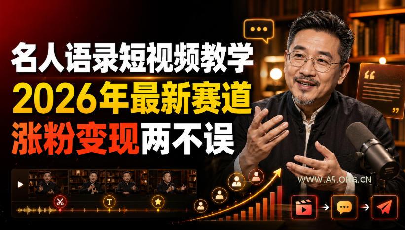 名人语录短视频教学，2026年最新赛道，涨粉变现两不误-小红泡