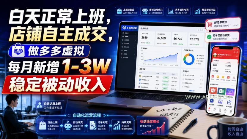 白天正常上班,店铺自主成交,做多多虚拟每月新增1-3W稳定被动收入【揭秘】-小红泡