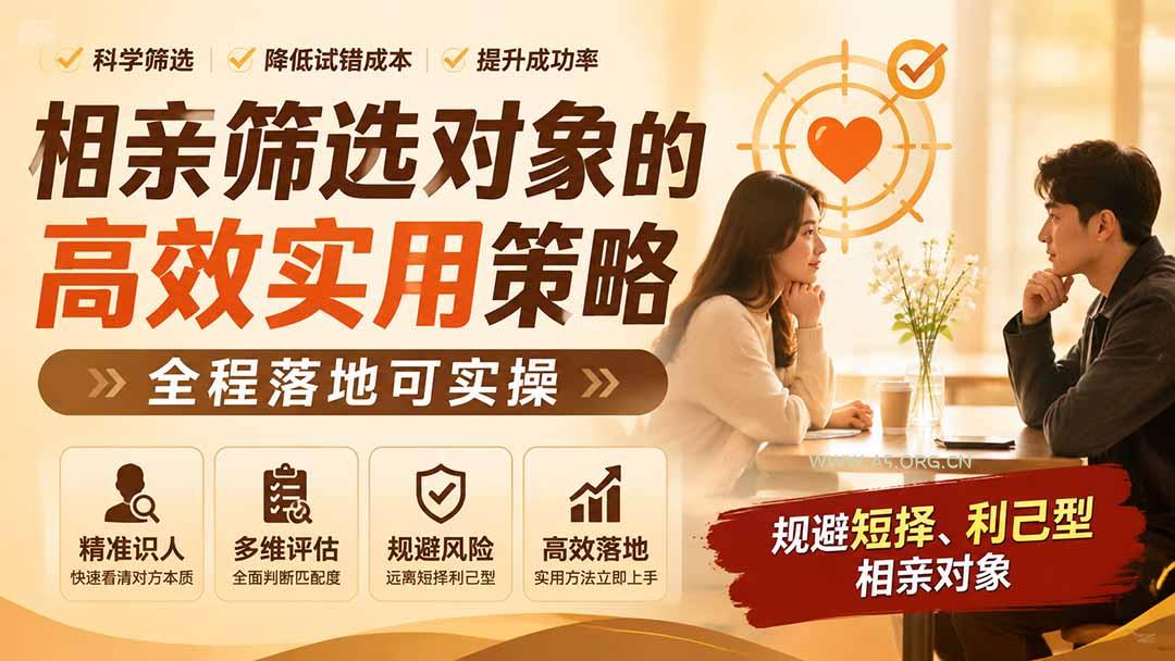 付费文章：相亲筛选对象的高效实用策略，全程落地可实操，规避短择、利己型相亲对象-小红泡