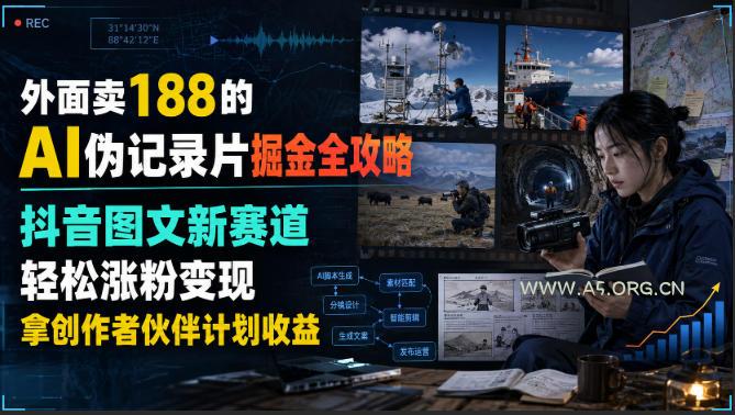 外面卖188的AI伪记录片掘金全攻略,抖音图文新赛道,轻松涨粉变现,拿创作者伙伴计划收益【文档】-小红泡