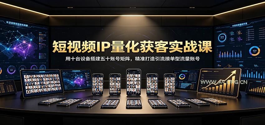 短视频IP量化获客实战课：用十台设备搭建五十账号矩阵，精准打造引流接单型流量账号-小红泡