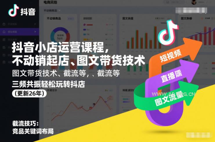 抖音小店运营课程,不动销起店、图文带货技术、截流等,三频共振轻松玩转抖店(更新26年08月)-小红泡