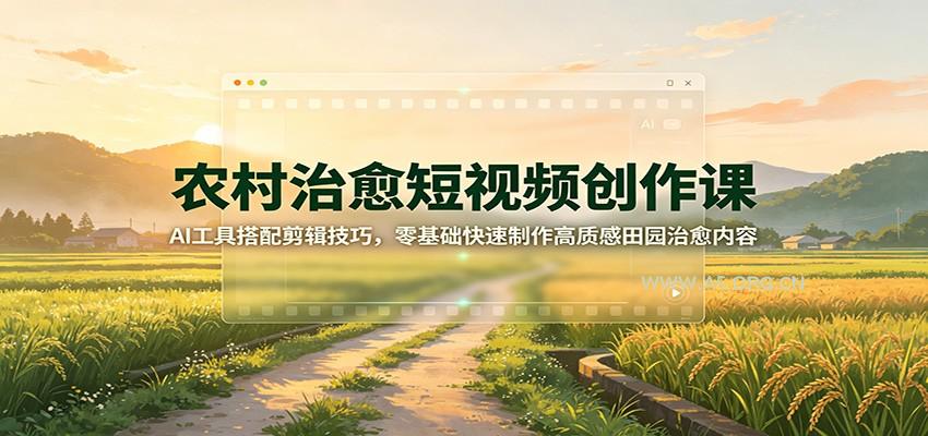 农村治愈短视频创作课：AI工具搭配剪辑技巧，零基础快速制作高质感田园治愈内容-小红泡